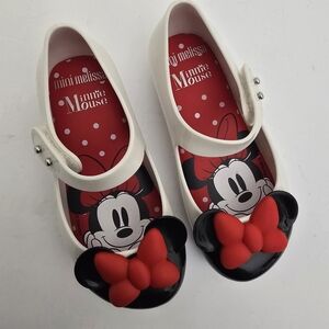 MINI‎ MELISSA toddler size 9 Minnie Mouse Designer Flat Jelly Shoe White Black